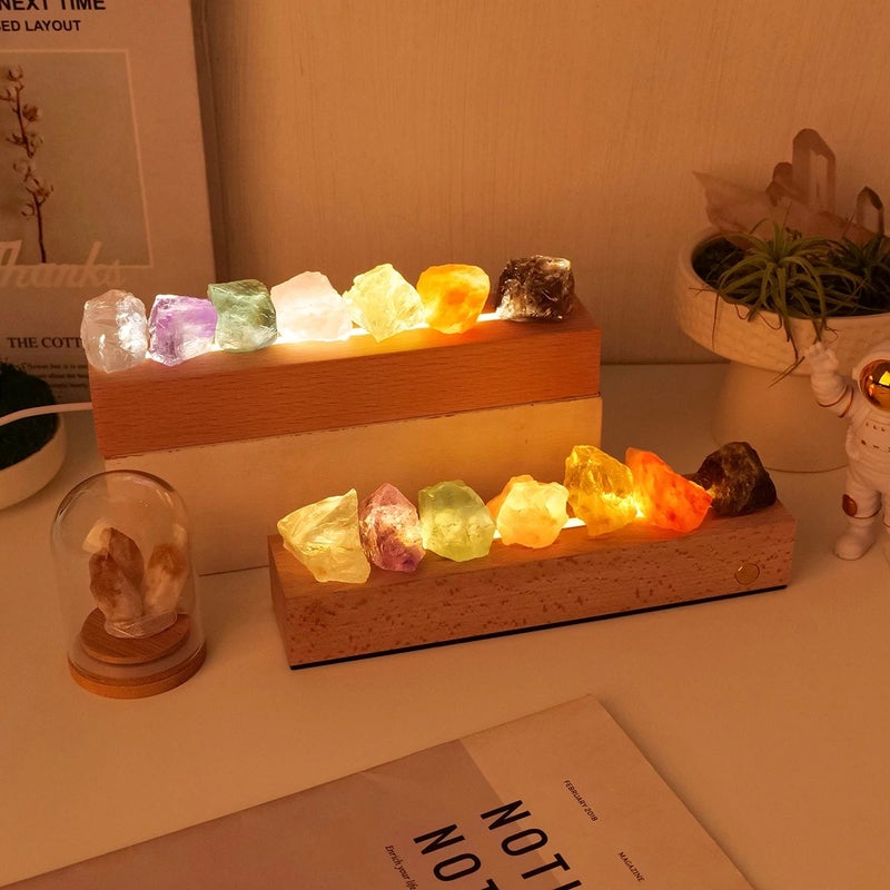 Bluejw Natural Rainbow Crystal Raw Stone Night Light - Bedroom Mood Lamp & Housewarming Gift Nightlights - Image 2